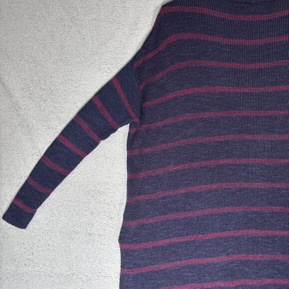 Free People Sweater Womens Oversized Size XS Navy Blue Stripes Coastal Lagenlook - Picture 16 of 16